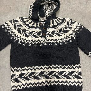 Black and White V-Neck Men's Sweater